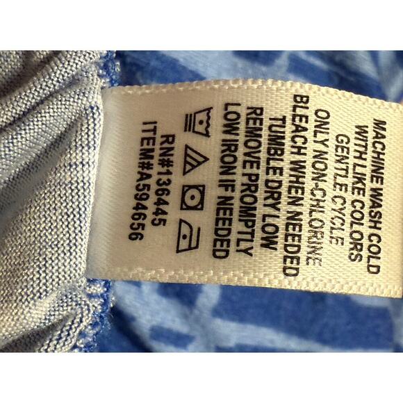 Muk Luks Women’s PJ Set Medium Blue White Ikat Print Short Sleeve Top & Shorts - Picture 11 of 12